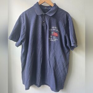 Vtg. Polo by Ralph Lauren Distressed Red, Navy Blue Flag Men's Polo